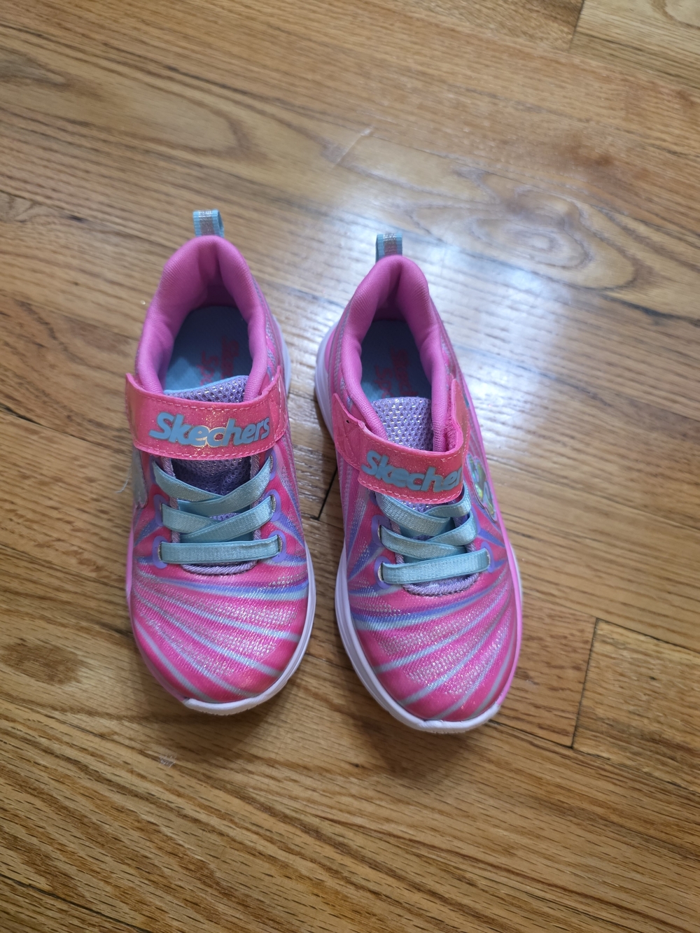 Skechers Kids Pink and Aqua Sparkle Sneakers